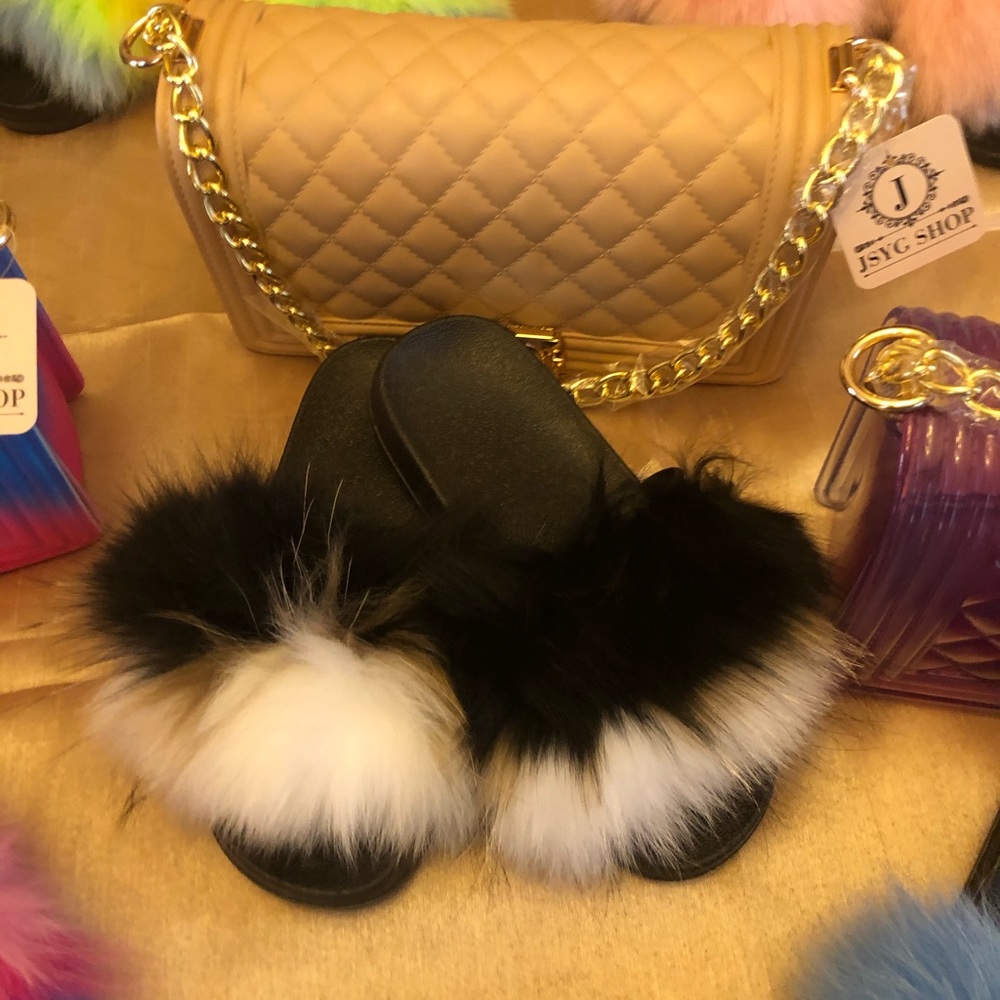 Fur Sandals with Matching Jelly Purse